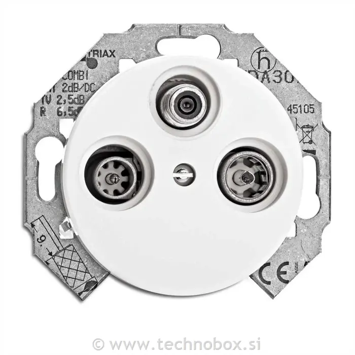 Vtičnica p/o TV porcelan bela