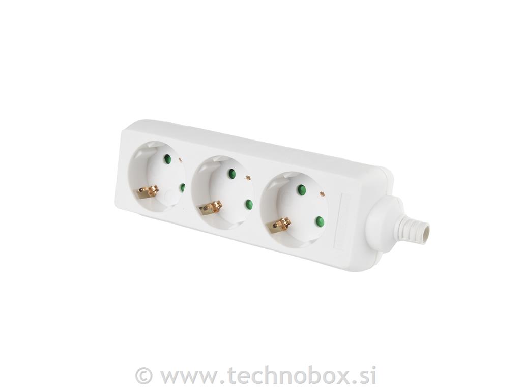 Podaljšek 3x220 bel brez kabla