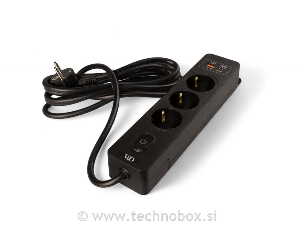 Podaljšek 4/3m bel z stikalom