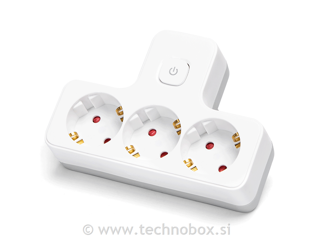 Razdelilec 3x250V 16A bel z stikalom