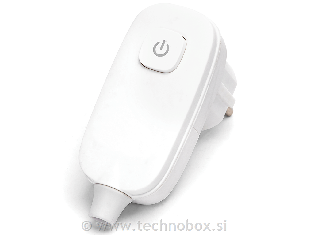 Vtikač z gumbom 16A 250V bel