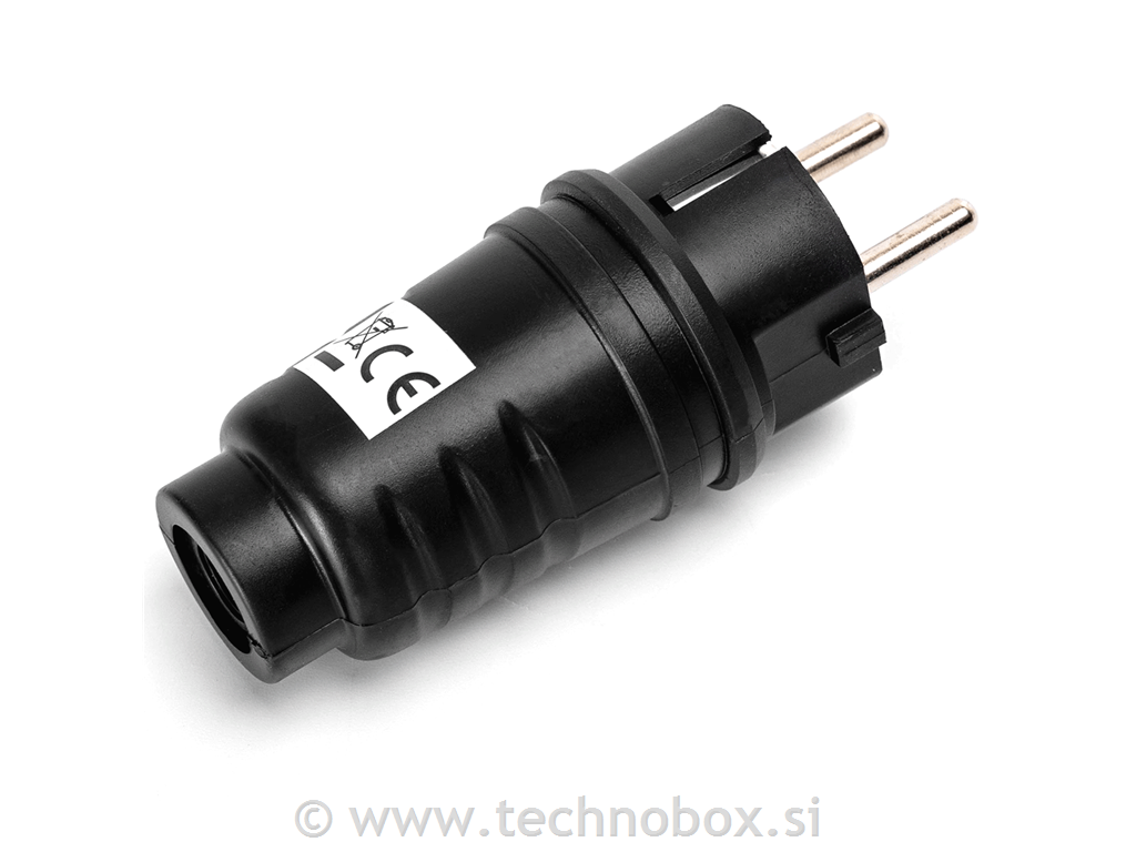 Vtikač vodoodporen 16A 250V IP44 črn