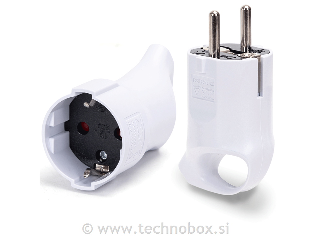 Set vtičnica+vtikač 16A 250V bela