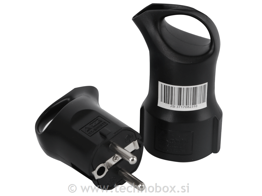 Set vtičnica+vtikač 16A 250V črna