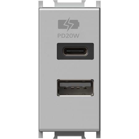 Vtičnica modul USB 20W 5V/3,0A 1M srebrn