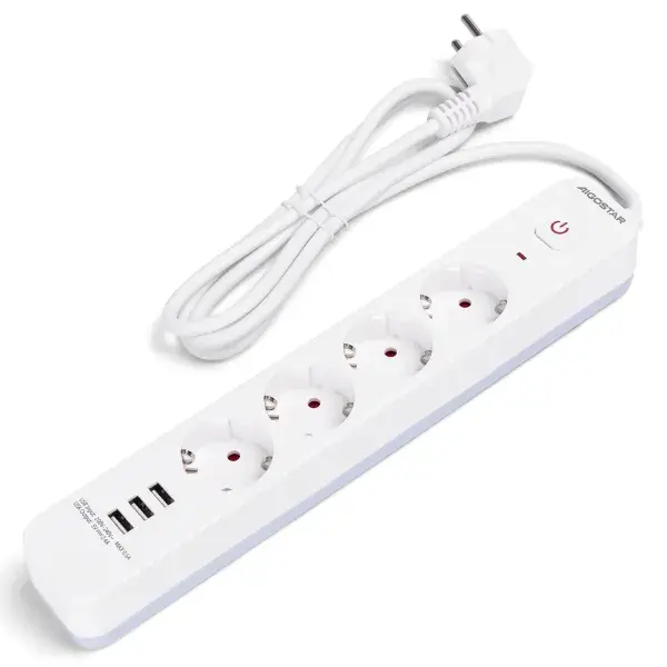 Razdelilec 4x220V +3xUSB A 3x1mm2 1,5m