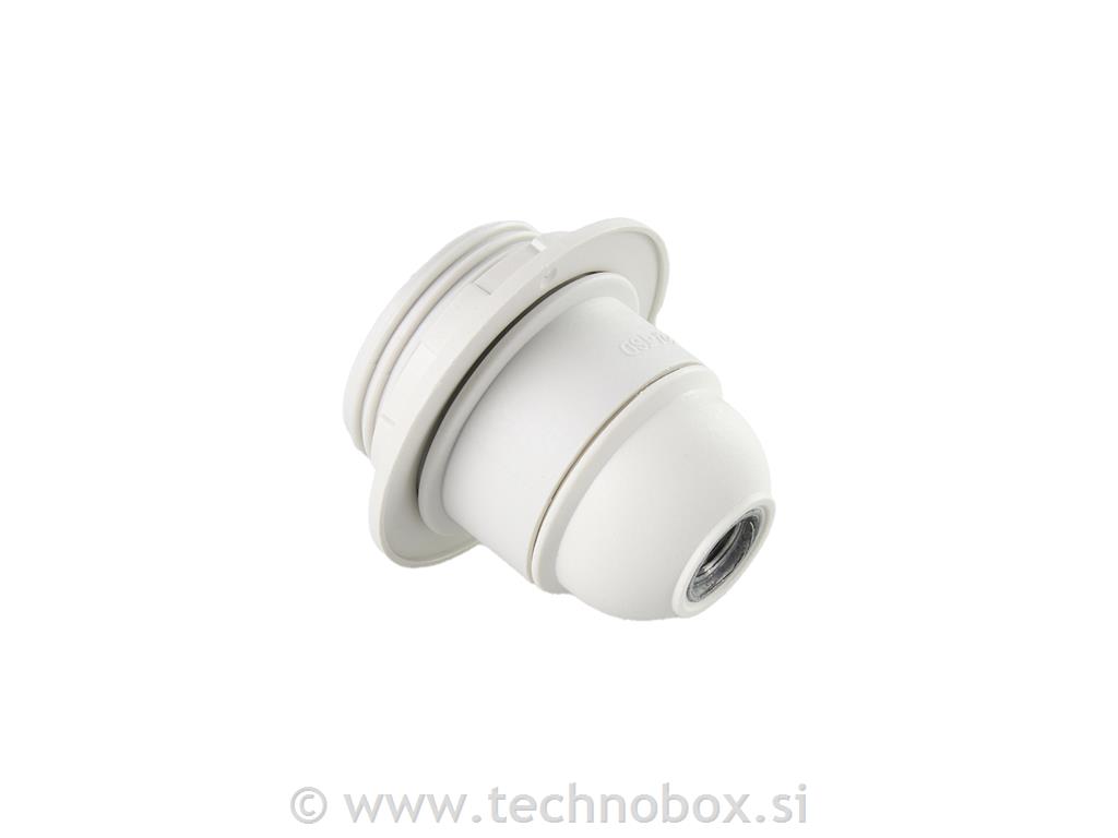 Okov E27 PVC bel, z matico in pritrdilom