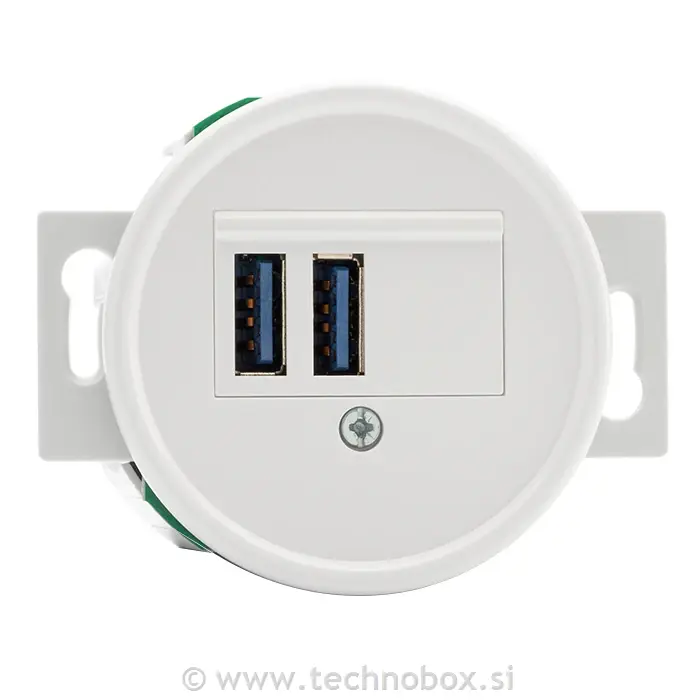 Vtičnica p/o 2xUSB 2,5A Duroplast bela