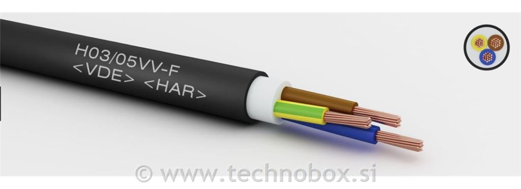 Kabel HO5VV-F 3x1,5mm2 črn razrez