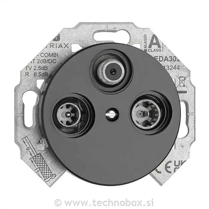 Vtičnica p/o TV porcelan črna