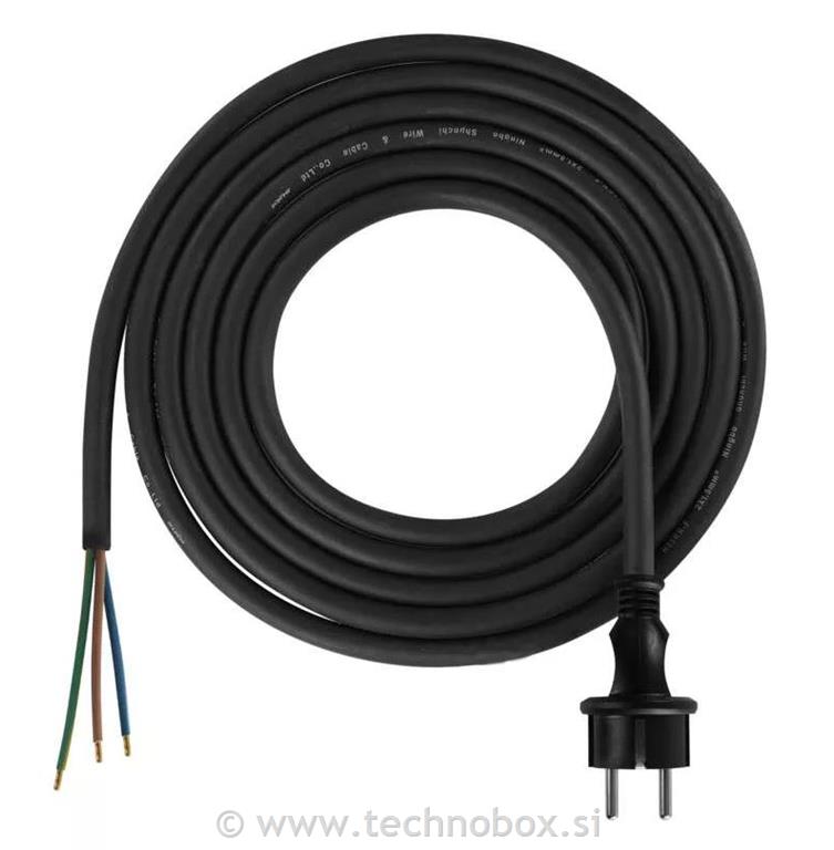 Vrvica priključna 3x1,5/2m črna vtik.rav