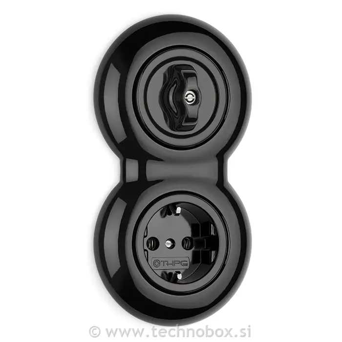 Okvir okras.dvojni okrogli porcelan črni