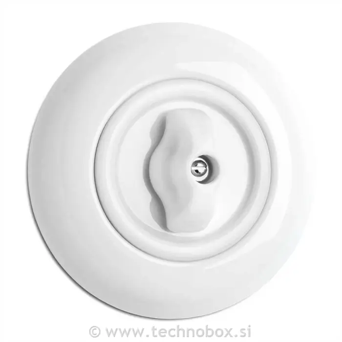 Stikalo p/o križno rotac.porcelan belo