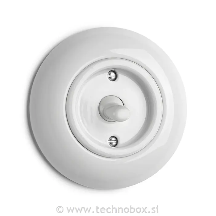 Stikalo p/o križno klecno porcelan belo