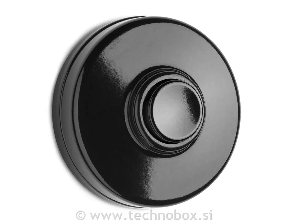 Tipkalo n/o okroglo bakelit črno 24V