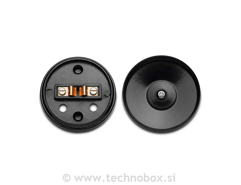 Tipkalo n/o okroglo bakelit črno 24V