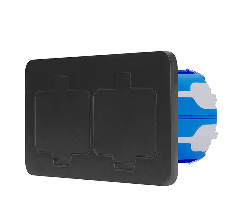Vtičnica 4M 2x220V mat črna IP55
