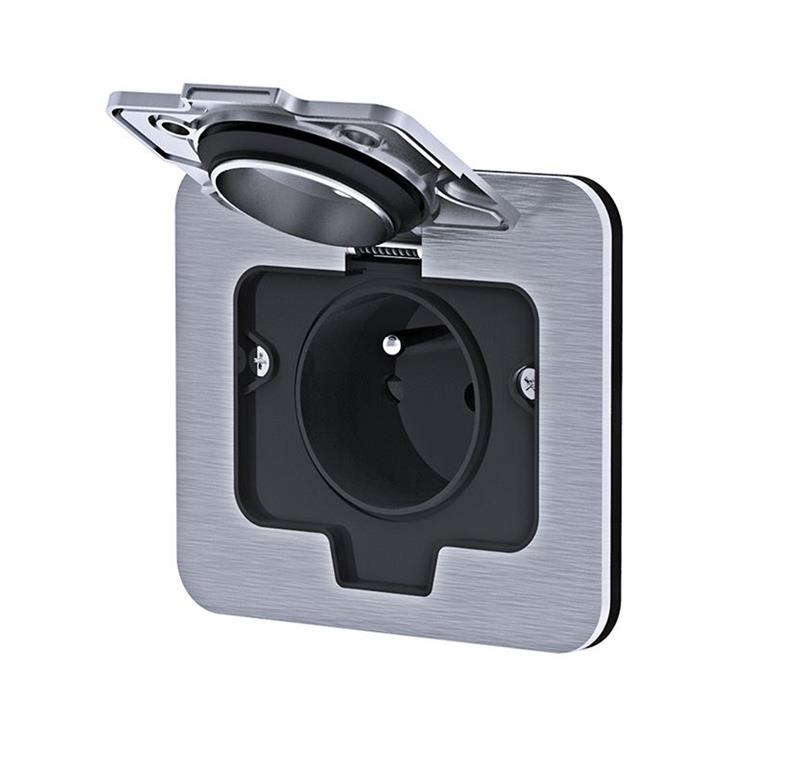 Vtičnica 2M 1x220V brušen inox IP55