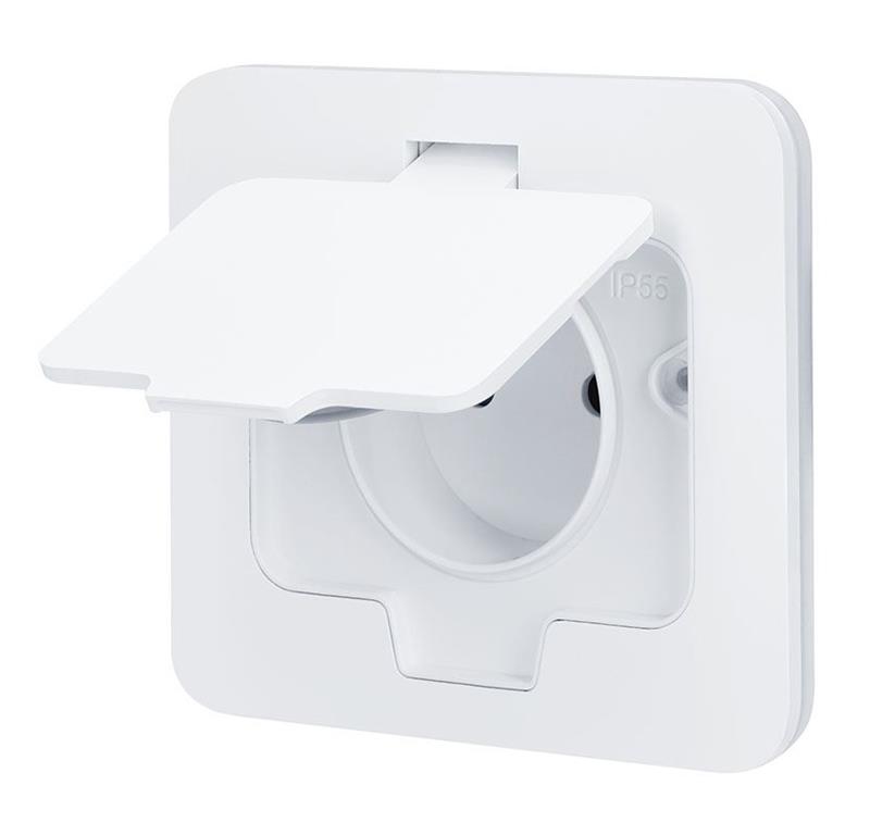 Vtičnica 2M 1x220V mat bela IP55
