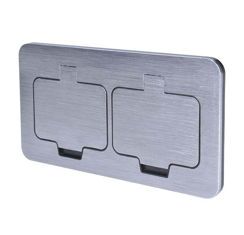 Vtičnica 4M 2x220V brušen Inox IP55