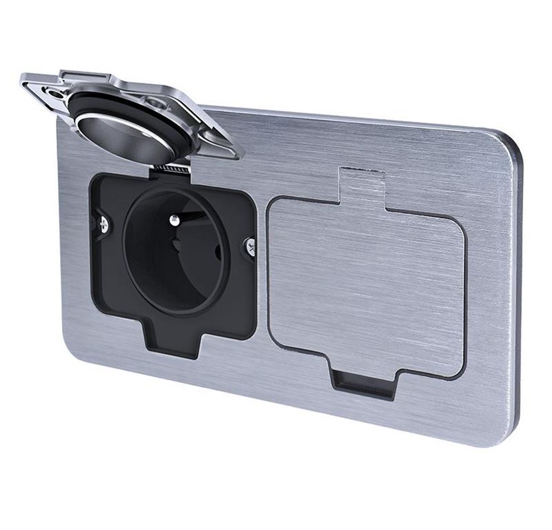 Vtičnica 4M 2x220V brušen Inox IP55