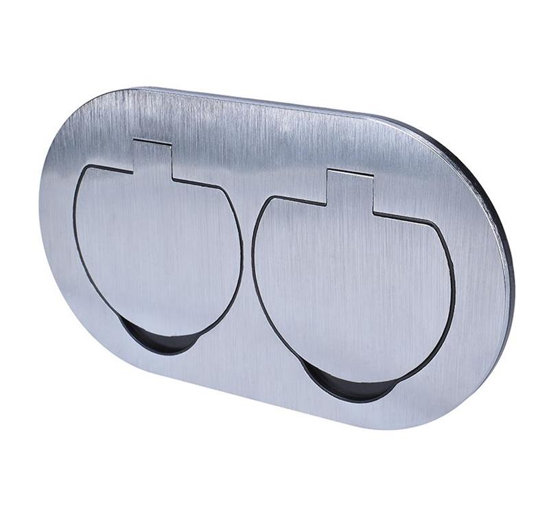 Vtičnica 4M 2x220V brušen Inox IP55 oval