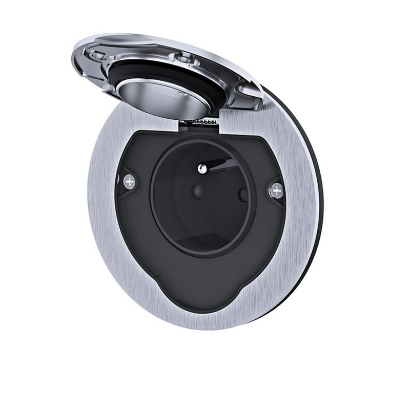 Vtičnica 2M 1x220V brušen Inox IP55 okro