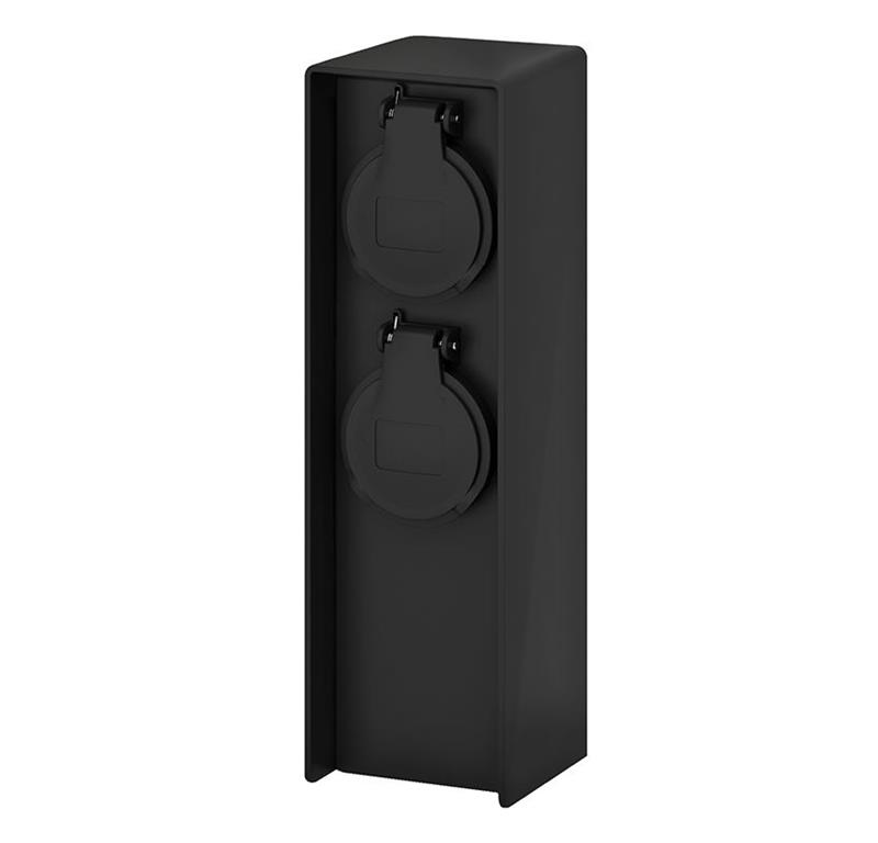Stebriček zunanji 2x220V IP44 mat črn